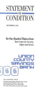 Image of the Union County Savings Bank Statement of Condition Brochure