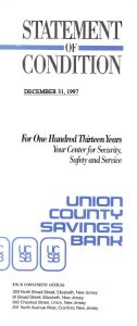 Image of the Union County Savings Bank Statement of Condition Brochure