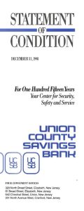 Image of the Union County Savings Bank Statement of Condition Brochure