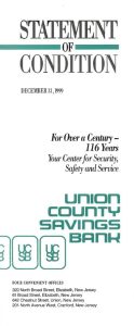 Image of the Union County Savings Bank Statement of Condition Brochure