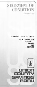 Image of the Union County Savings Bank Statement of Condition Brochure