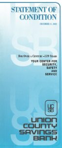 Image of the Union County Savings Bank Statement of Condition Brochure