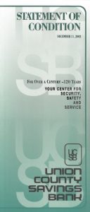 Image of the Union County Savings Bank Statement of Condition Brochure
