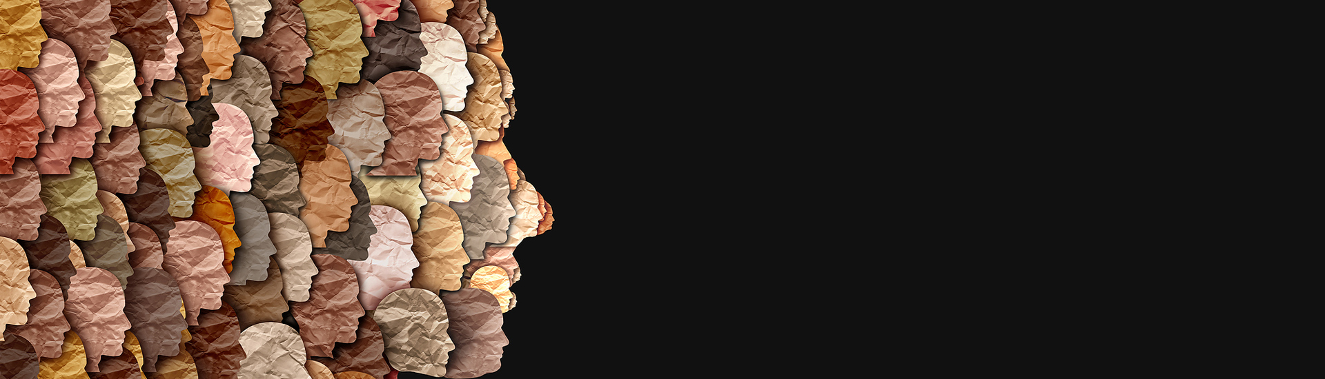 Abstract face made up of paper faces